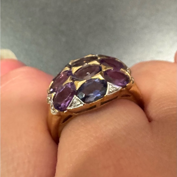 Vintage 10k gold Amethyst & Iolite ring - Picture 4 of 5